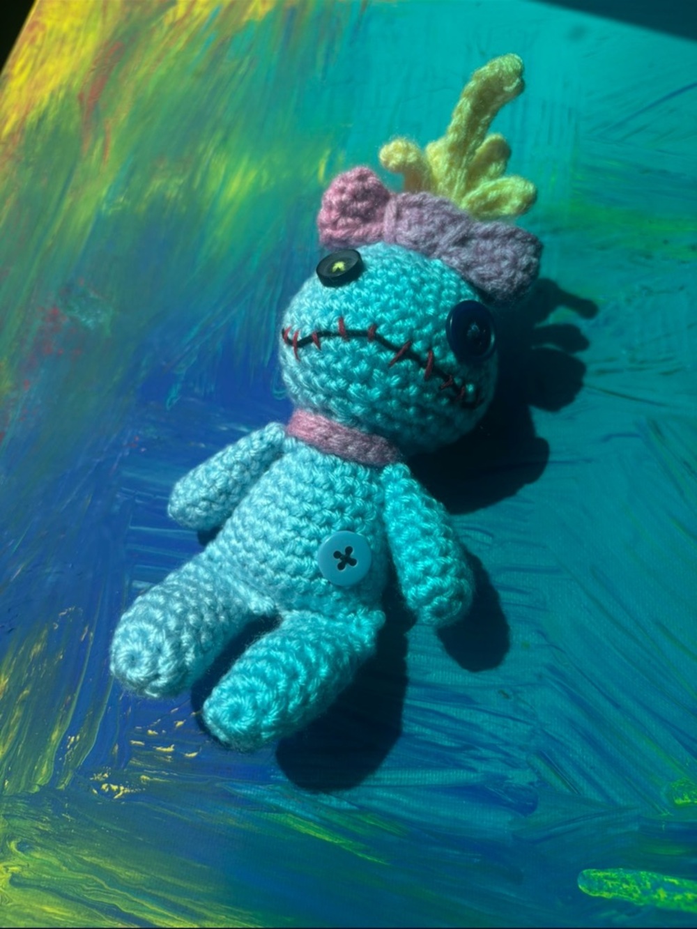 Handmade Crochet Rag Doll Keychain 6 1/2” - Picture 2 of 4